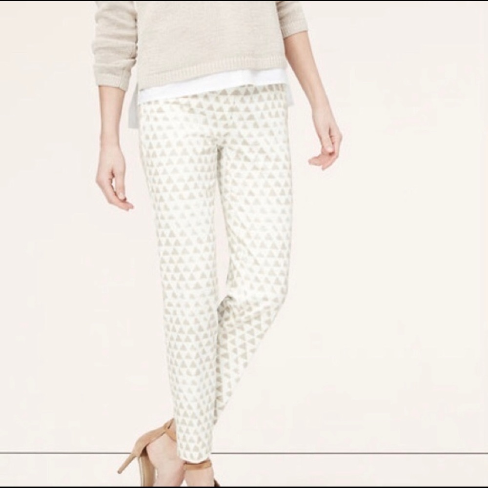 LOFT Marisa Fit white & tan pants
